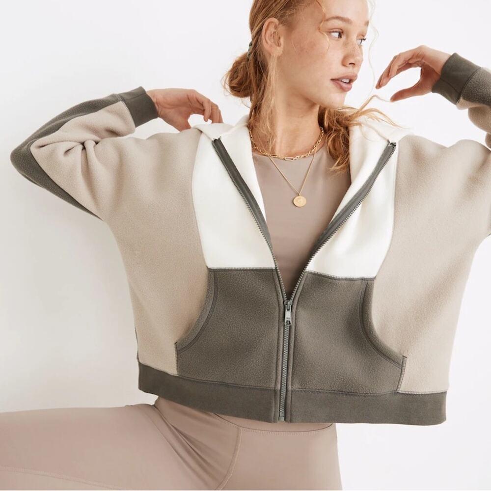 Madewell MWL Betterfleece Colorblock Zip Hoodie Sweatshirt Size XS
